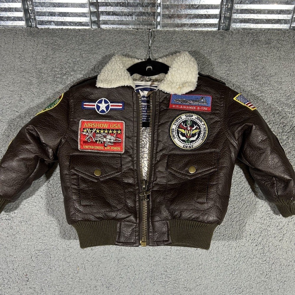 Up And Away A-2 Bomber Junior Aviator Jacket With Sherpa Collar Size 4T  #2515